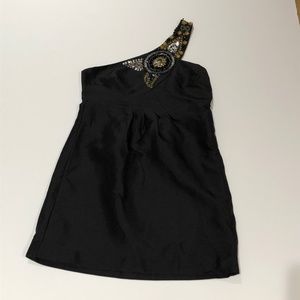 Tibi black embellished one shoulder dress